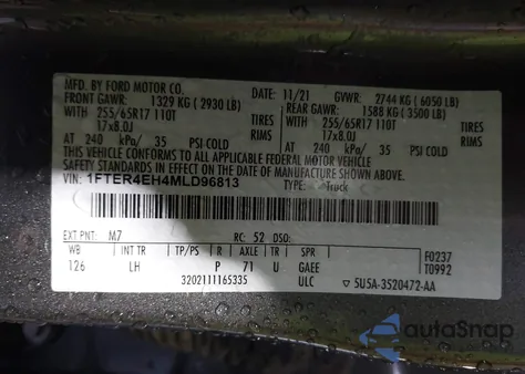 2021 Ford Ranger Xlt from USA, damaged, VIN 1FTER4EH4MLD96813